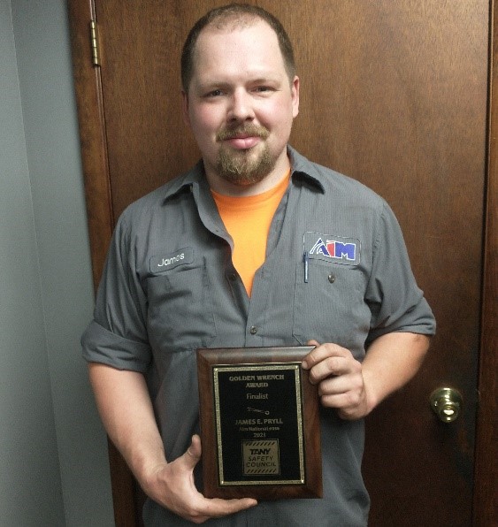 he Truck Association of New York awarded James Pryll with a plaque recognizing him for making it in as a finalist for the Golden Wrench Award.